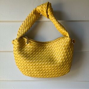 Chic Yellow Woven Shoulder Bag